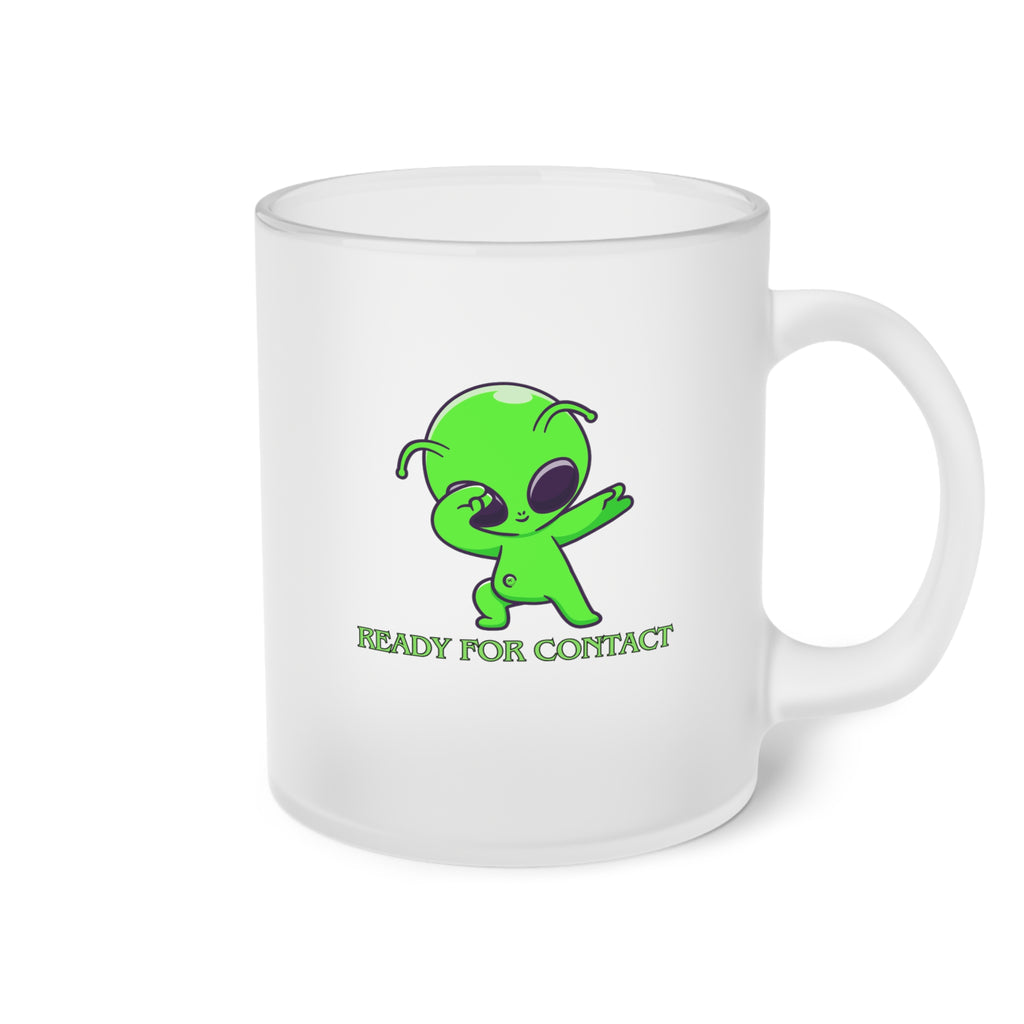 "Ready for Contact” Mattierte Glastasse – Für Alien- & UFO-Fans