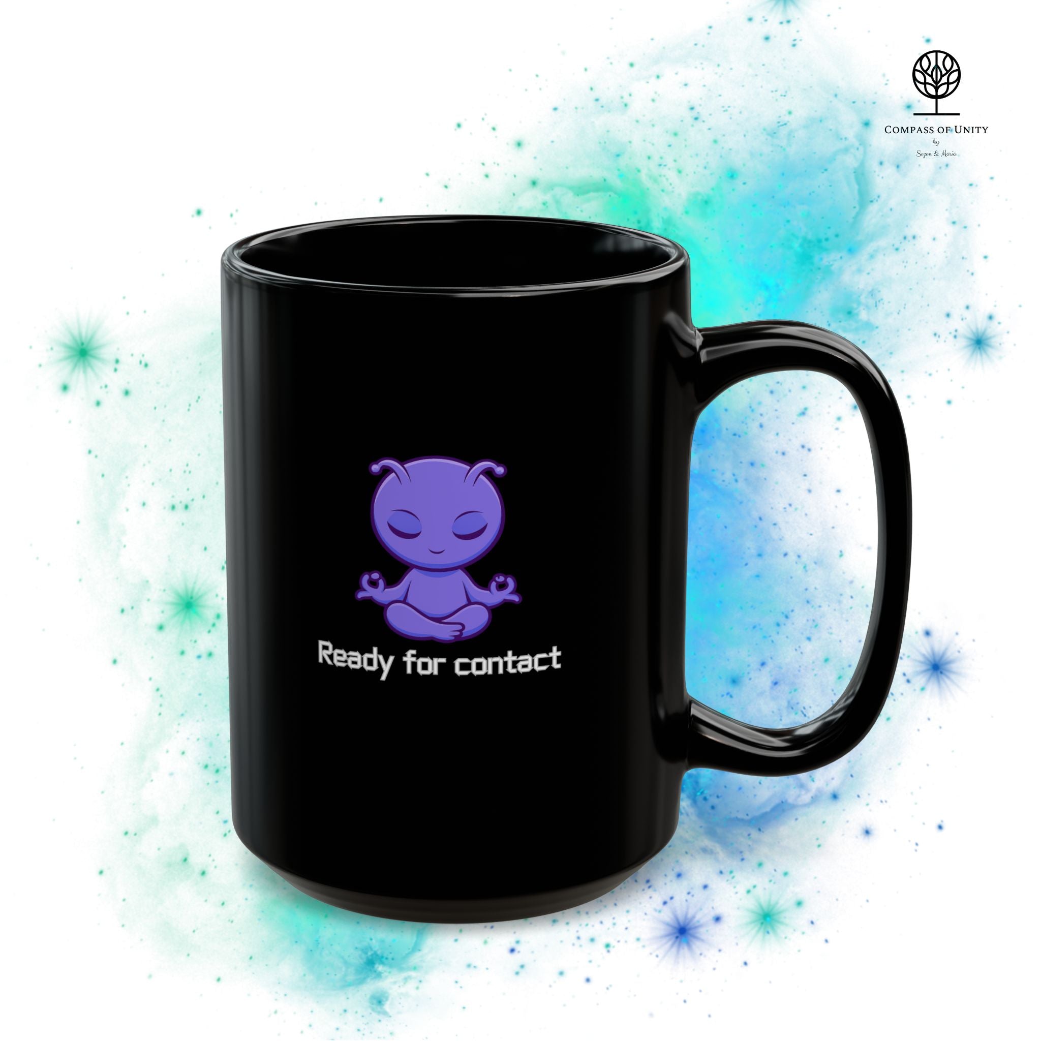 Ready For Contact - Keramik Tasse 325ml | Alien Meditation Design