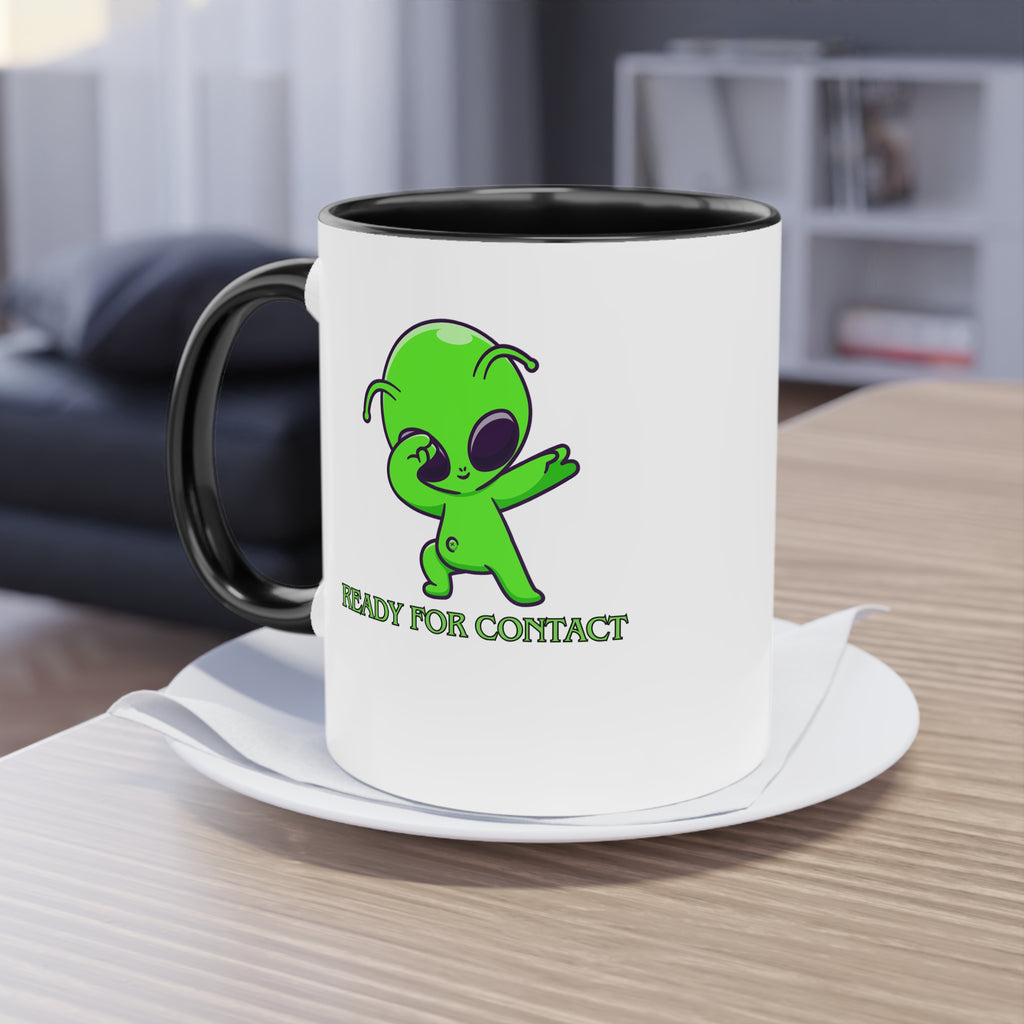 Ready for Contact – Zweifarbige Alien Tasse | UFO Geschenk | Cosmic Coffee Mug