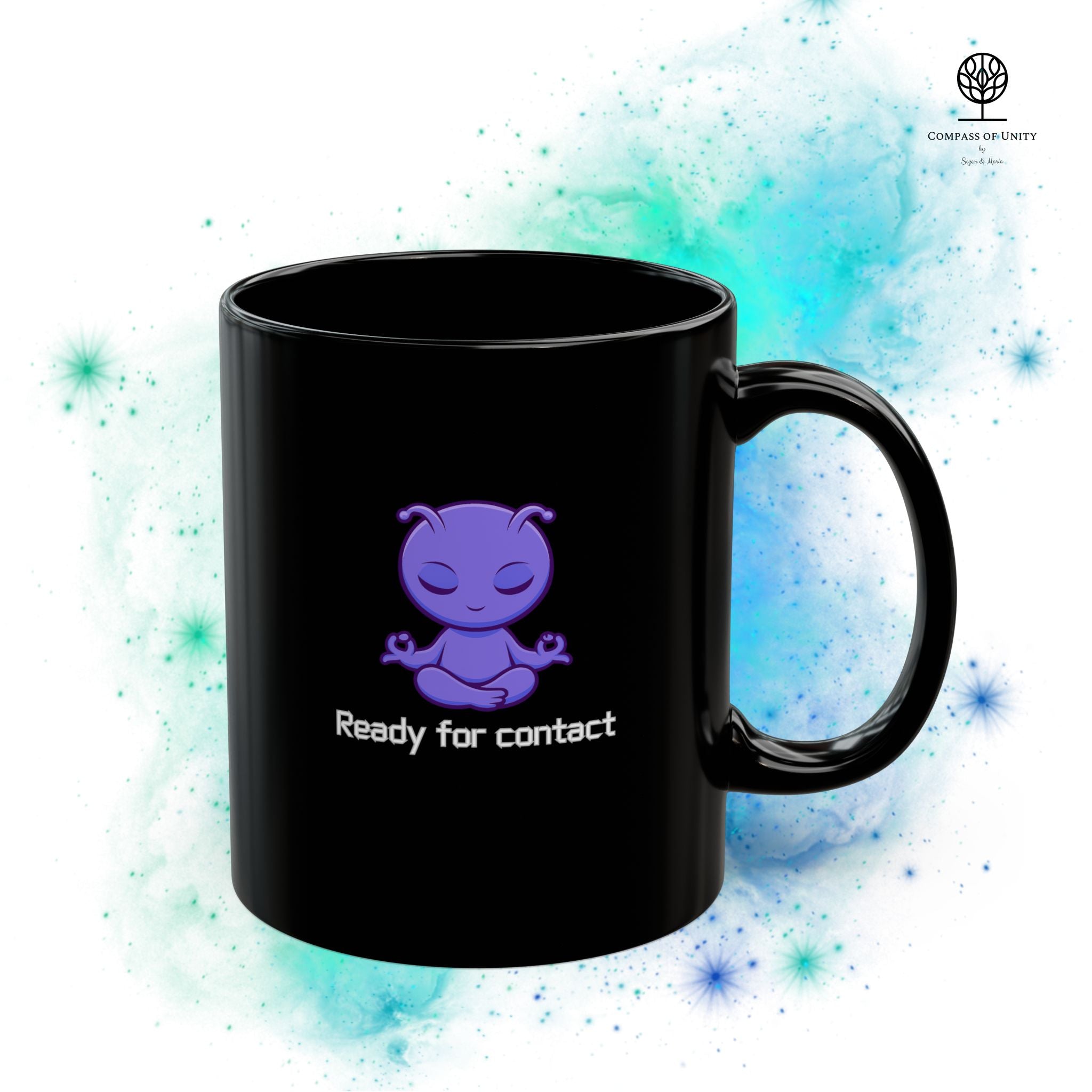 Ready For Contact - Keramik Tasse 325ml | Alien Meditation Design