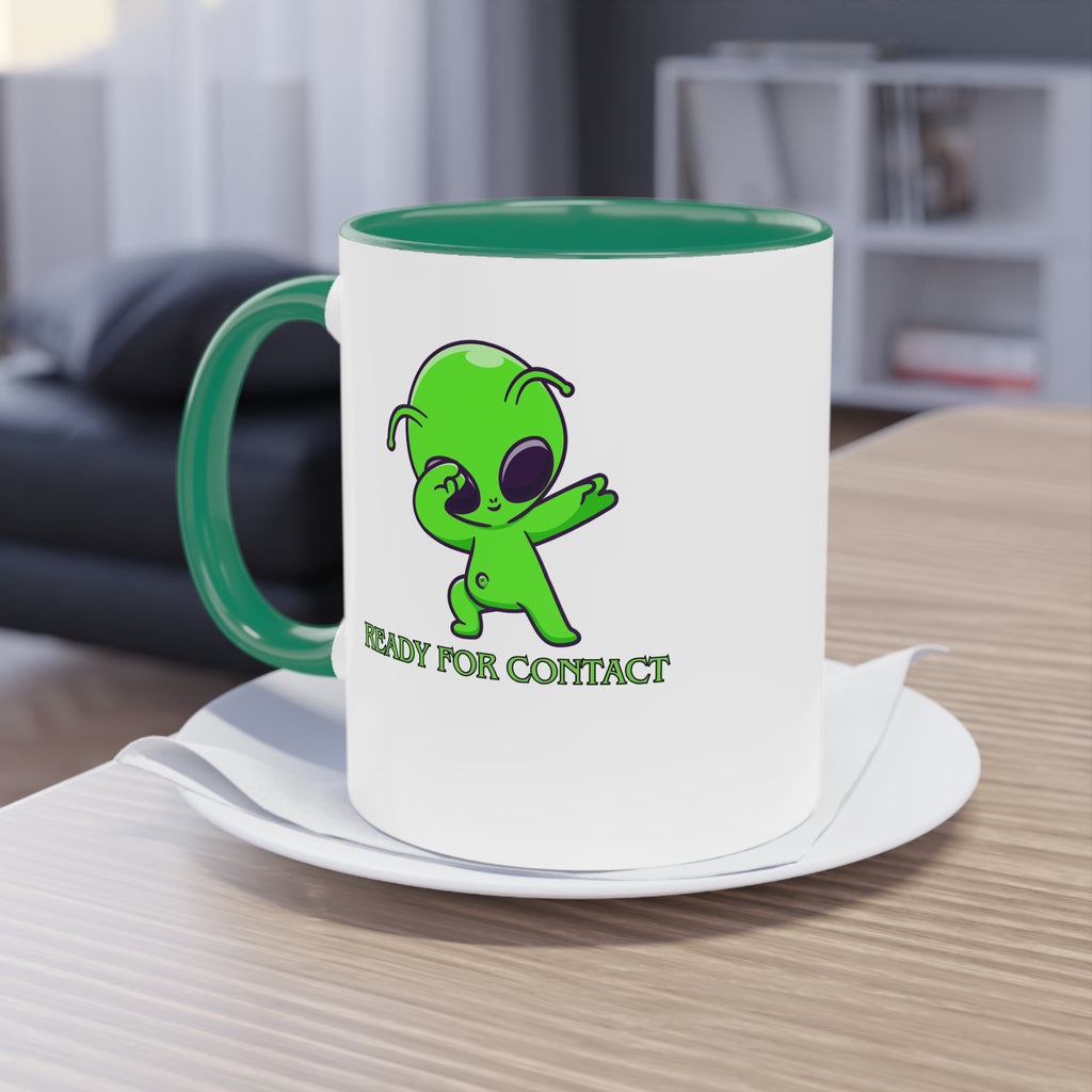 Ready for Contact – Zweifarbige Alien Tasse | UFO Geschenk | Cosmic Coffee Mug
