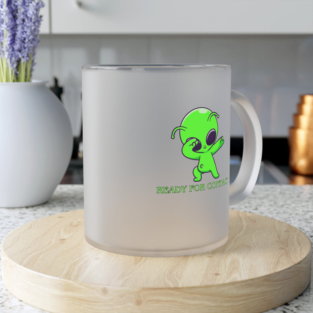 "Ready for Contact” Mattierte Glastasse – Für Alien- & UFO-Fans